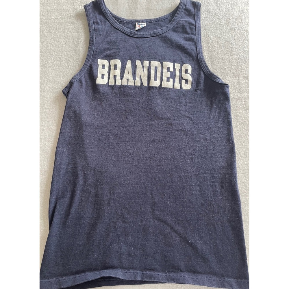 Vintage Champion Brandeis University Tank Top Navy Blue Made in USA Mens Large